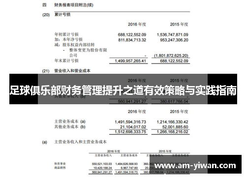 足球俱乐部财务管理提升之道有效策略与实践指南