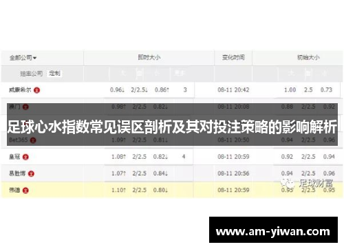 足球心水指数常见误区剖析及其对投注策略的影响解析